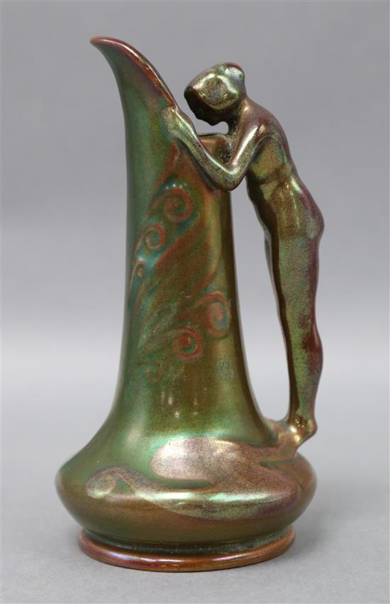 A small Zsolnay lustre figural vase